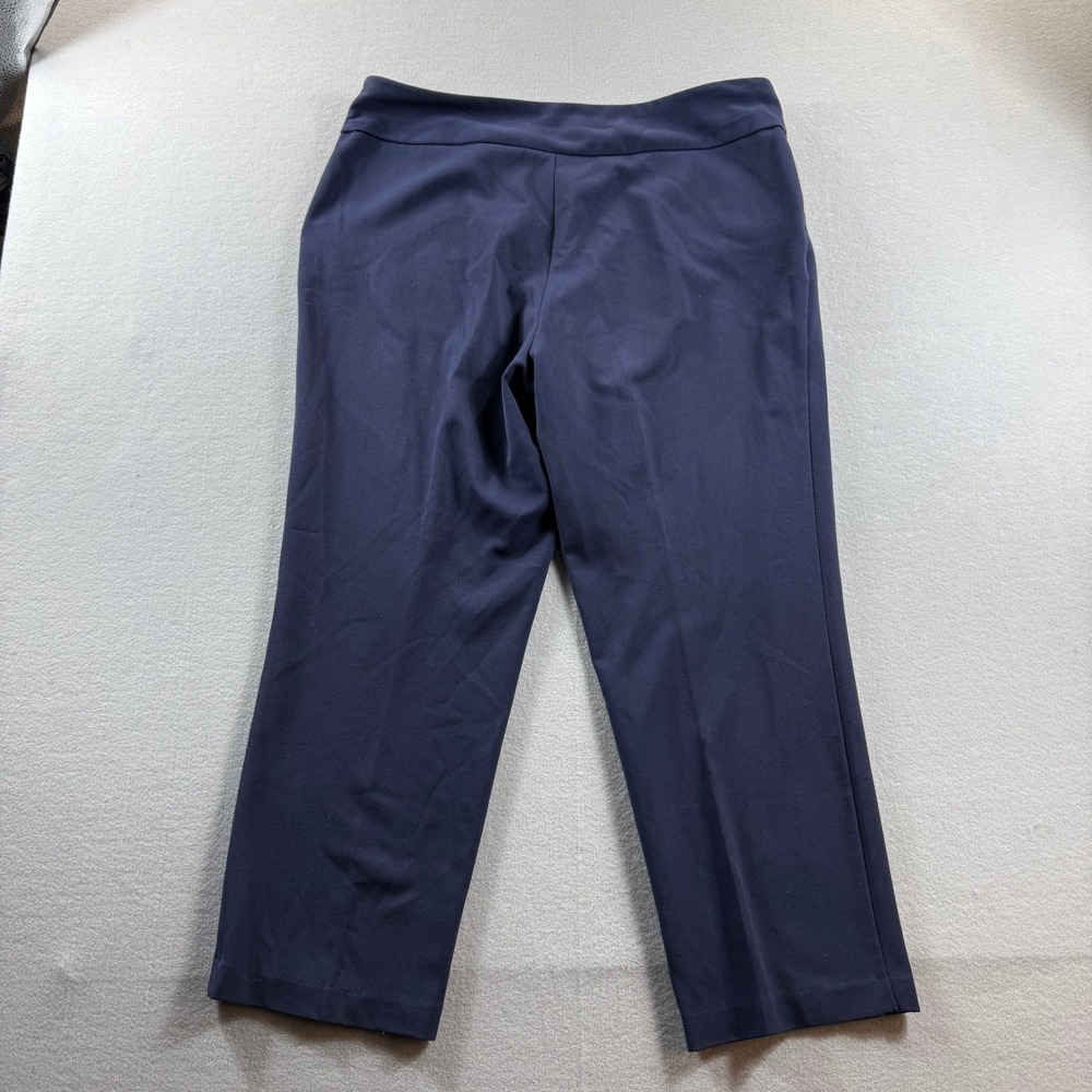 Investments Petites Dress Pants Women 14PS Navy Blue Straight Leg Zipper Pockets